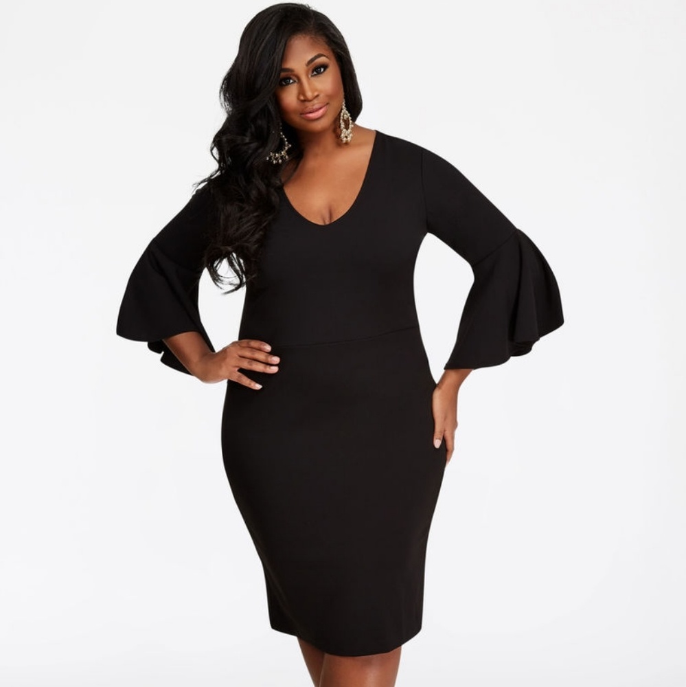 Ashley Stewart bell sleeve sheath dress